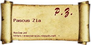 Pascus Zia névjegykártya
